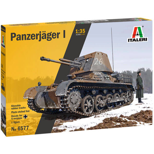 italeri 6577 German Panzerjäger I 1/35 Kit en plástico para montar y pintar. Incluye piezas en fotograbado y 1 figura.