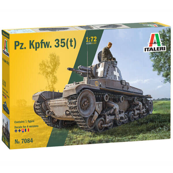 italeri 7084 German Pz. Kpfw. 35(t) 1/72 Kit en plástico para montar y pintar. Hoja de calcas con 4 decoraciones.