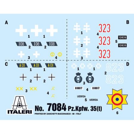 italeri 7084 German Pz. Kpfw. 35(t) 1/72 Kit en plástico para montar y pintar. Hoja de calcas con 4 decoraciones.