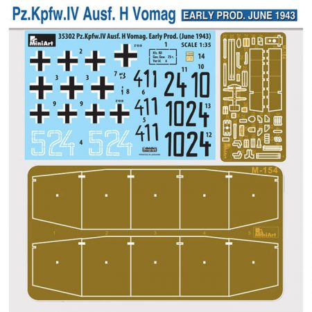 miniart 35302 Pz.Kpfw.IV Ausf. H Vomag. Early Prod. June 1943 1/35 Kit en plástico para montar y pintar. Incluye piezas en fotograbado y cadenas por eslabones individuales.