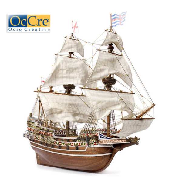 occre 13004 HMS Revenge 1/85 Galeón Inglés S.XVI Kit de construcción tradicional en madera, casco por cuadernas con doble forro.