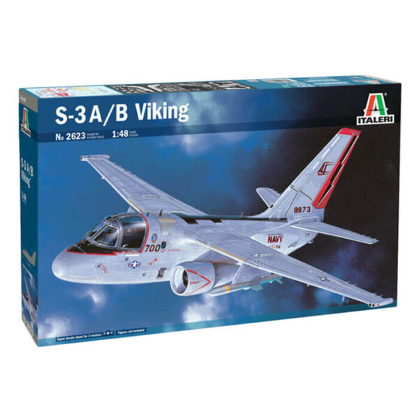 italeri 2623 1/48 Lockheed S-3A/B Viking Kit en plástico para montar y pintar. Hoja de calcas con 3 decoraciones US Navy. Longitud 339 mm