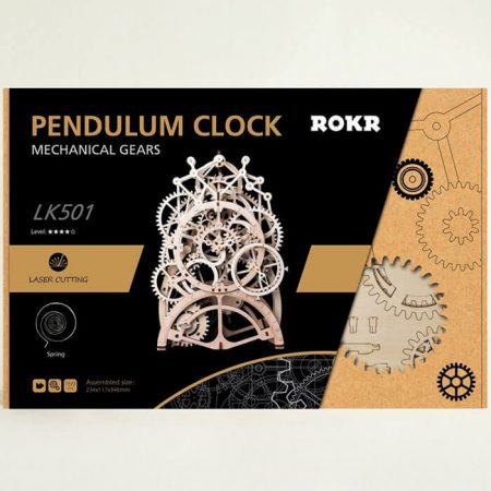robotime rokr LK501 Pendulum Clock Reloj Pendular Mechanical Gears ROKR Este increíble puzzle 3D de ROBOTIME, es una fiel reproducción en madera de un reloj pendular, con estilo retro, de 166 piezas.
