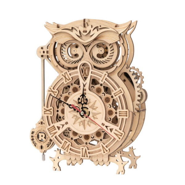 robotime rokr lk503 LK503 Owl Clock Reloj Búho Mechanical Gears ROKR Kit en madera para montar este increíble reloj con forma de Búho y totalmente funcional de 161 piezas. Montaje sin pegamento, únicamente ensamblando sus piezas.