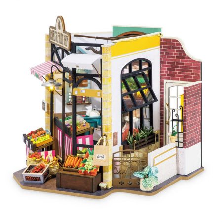 robotime rolife DG142 Happy Corner: Carl´s Fruit Shop Las maquetas ROBOTIME son casas en miniatura que recrean con increíble detalle lugares de la vida diaria, a escala 1:24