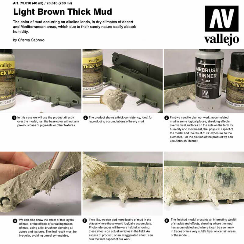 acrylicos vallejo 26810 Barro Denso Marrón Claro Light Brown Thick Mud Thick Mud Tono de lodo generado sobre terrenos alcalinos