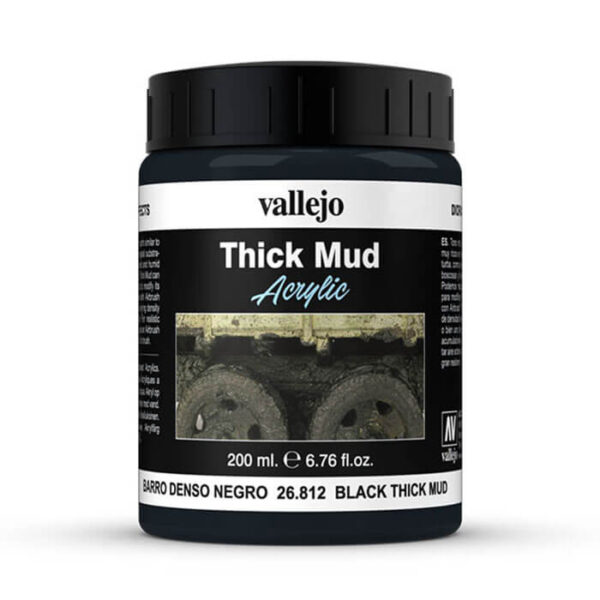 acrylicos vallejo Barro Negro Denso Black Thick Mud Thick Mud Tono muy oscuro propio de terrenos muy ricos en sustrato vegetal, similar a la turba