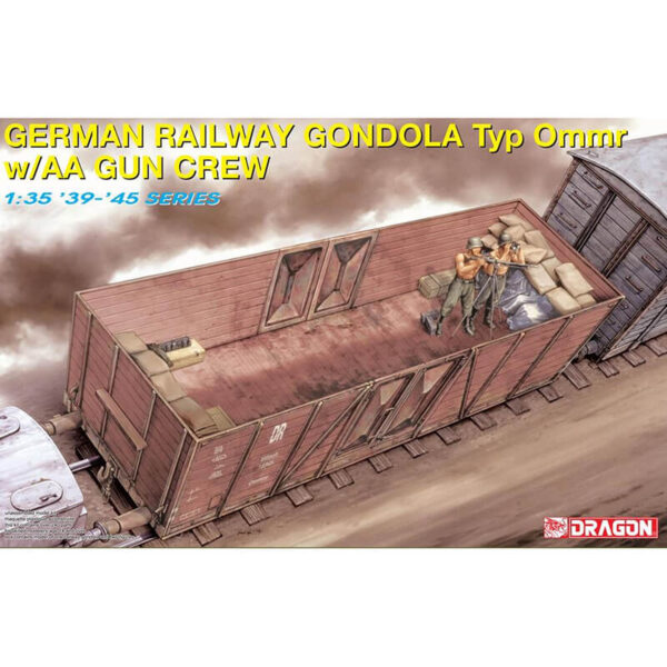 dragon 6086 GERMAN RAILWAY GONDOLA Typ Ommr 1/35 w/AA GUN CREW Kit en plástico para montar y pintar.