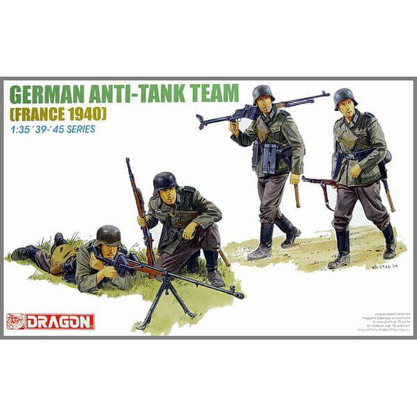 dragon 6196 German Anti-Tank Team (France 1940) Kit en plástico para montar y pintar. Incluye 4 figuras para formar dos equipos de caza-tanques armados con el fusil Pz.B 39. Piezas 70+ Escala 1/35