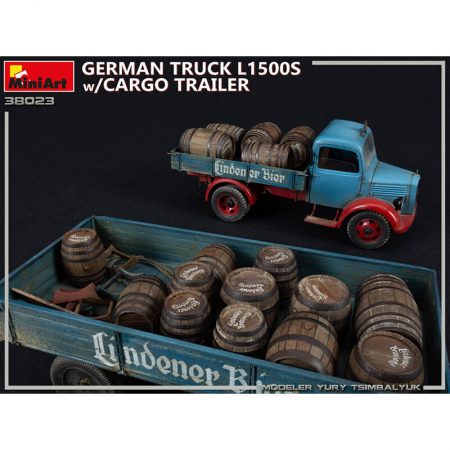 miniart 38023 German Truck L1500S w/Cargo Trailer 1/35 Kit en plástico para montar y pintar. Incluye piezas en fotograbado.