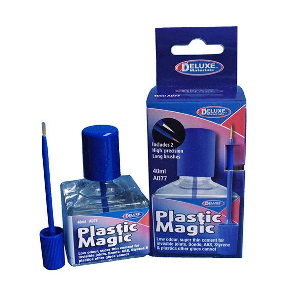 Deluxe Materials ad77 Plastic Magic Glue - Adhesivo de poliestireno 40ml Adhesivo tipo fluido para poliestireno y ABS de secado rápido. Penetra por capilaridad y no deja residuos.