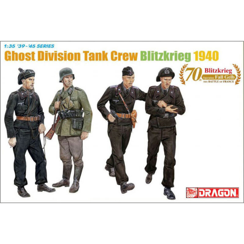 dragon 6654 Ghost Division Tank Crew (Blitzkrieg 1940) Kit en plástico para montar y pintar. Incluye 4 figuras  de la 7.ª División Panzer (Wehrmacht).
