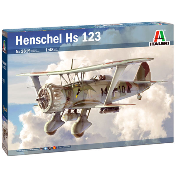 italeri 2819 Henschel Hs 123 Angelito Kit en plástico para montar y pintar. Hoja de calcas con 6 decoraciones