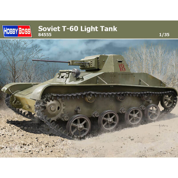 hobby boss 84555 Soviet T-60 Light Tank Kit en plástico para montar y pintar. Incluye piezas en fotograbado y cadenas por eslabones individuales.