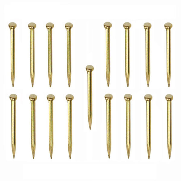 AMATI 4134 Clavos de latón con cabeza. Diámetro : 0,8 mm. Longitud : 7 mm. Pack de 200 unidades. Para trabajos de modelismo y restauración.