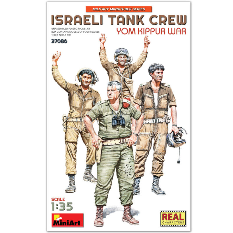 miniart 37086 1/35 Israeli Tank Crew Yom Kippur War Kit en plástico para montar y pintar. Incluye 4 figuras de tanquistas israelíes en la guerra del Yom Kippur 1973 .