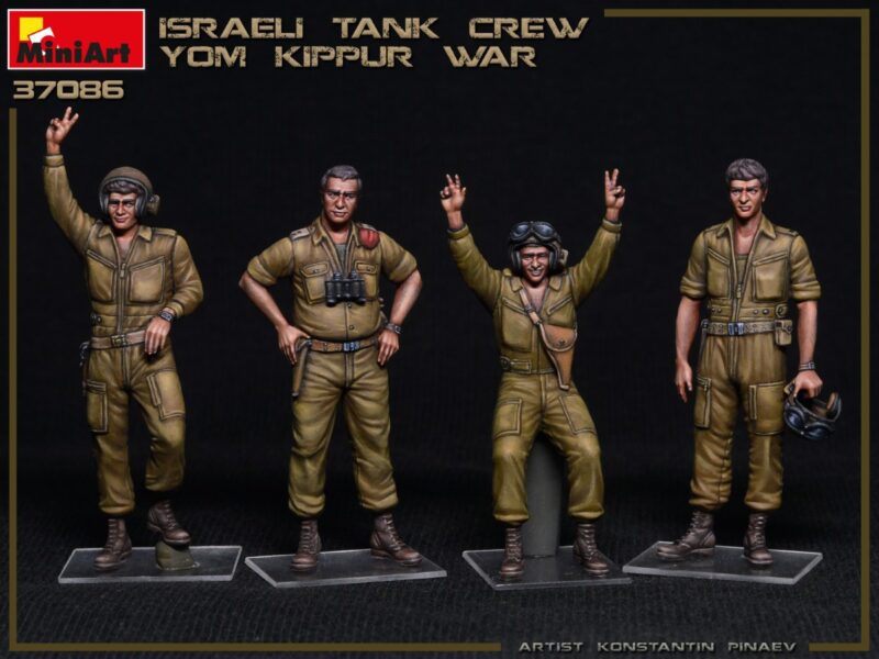 miniart 37086 1/35 Israeli Tank Crew Yom Kippur War Kit en plástico para montar y pintar. Incluye 4 figuras de tanquistas israelíes en la guerra del Yom Kippur 1973 .
