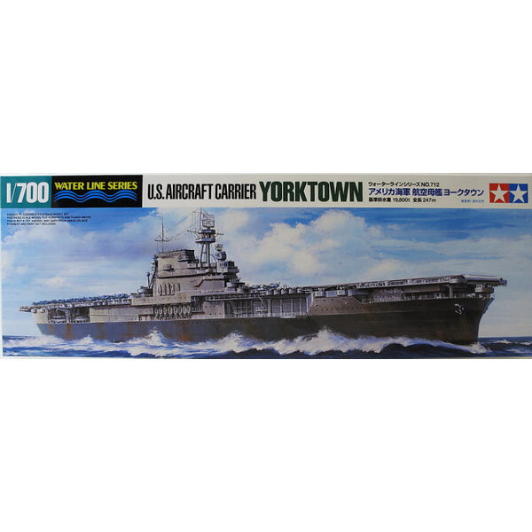 Tamiya 31712 U.S. Aircraft Carrier Yorktown CV-5 1/700 Water Line Series Kit en plástico para montar y pintar.