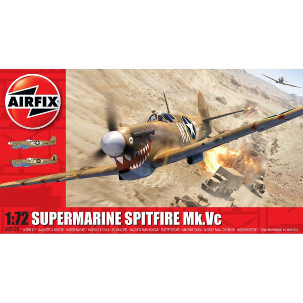 airfix a02108 Supermarine Spitfire Mk.Vc Kit en plástico para montar y pintar. Hoja de calcas con 2 decoraciones tropicales USAAF y RAF.