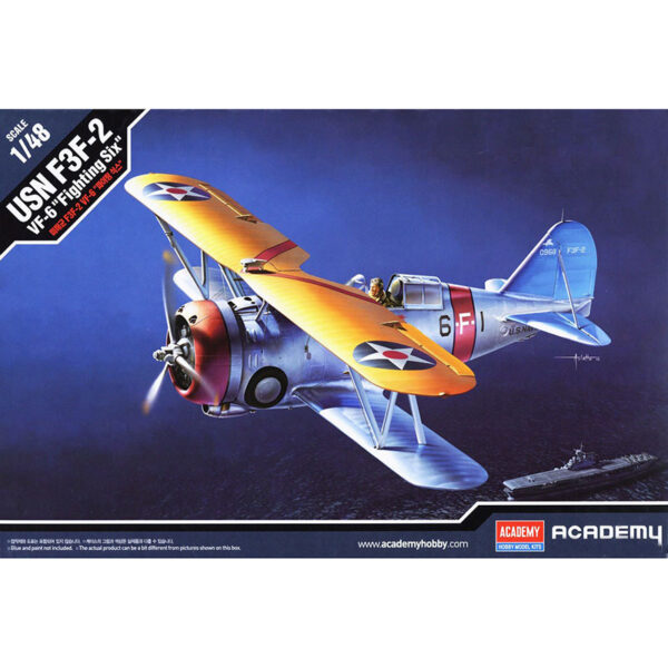 thumbnail image 2 of Academy 1/48 Plastic Model Kit - USN F3F-2 VF-6 'FIGHTING SIX' Navy Airplane #12326 2 of 6