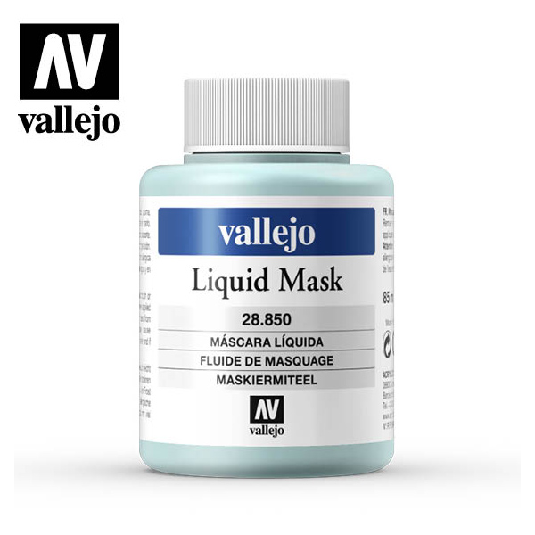 Acrylicos Vallejo Máscara Líquida 85ml Máscara Líquida forma una película protectora sobre la zona del trabajo que se desea reservar.