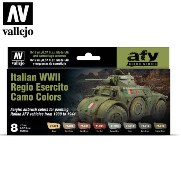 av71645 Italian WWII Regio Esercito Camo Colors Set de 8 colores Model Air 17ml para aerografía.