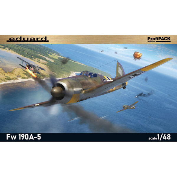 eduard 82149 Focke Wulf Fw 190A-5 profiPACK Kit del caza alemán de la Segunda Guerra Mundial en escala 1/48. Maqueta en plástico para montar y pintar. Incluye piezas en fotograbado y mascarillas. Hoja de calcas con 6 decoraciones