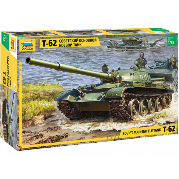 zvezda 3622 Soviet main battle tank T-62 Kit en plástico para montar y pintar. Incluye cadenas por tramo y eslabón.