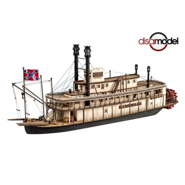 DISARMODEL 20174 Marieville, Barco fluvial a vapor 1/72 Kit de modelismo naval de montaje tradicional del clásico barco fluvial a vapor con ruedas de paletas.