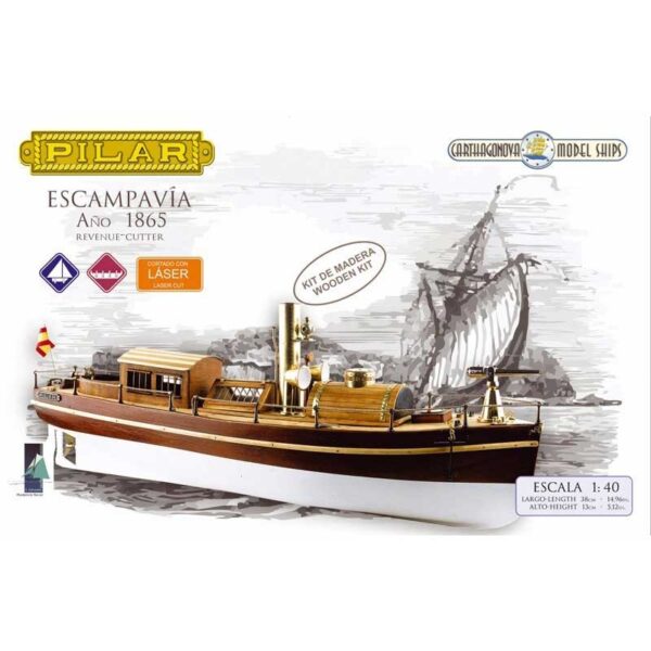 cartagonova 51201 Escampavía Pilar 1865 modelismo naval en madera. Escala 1/40