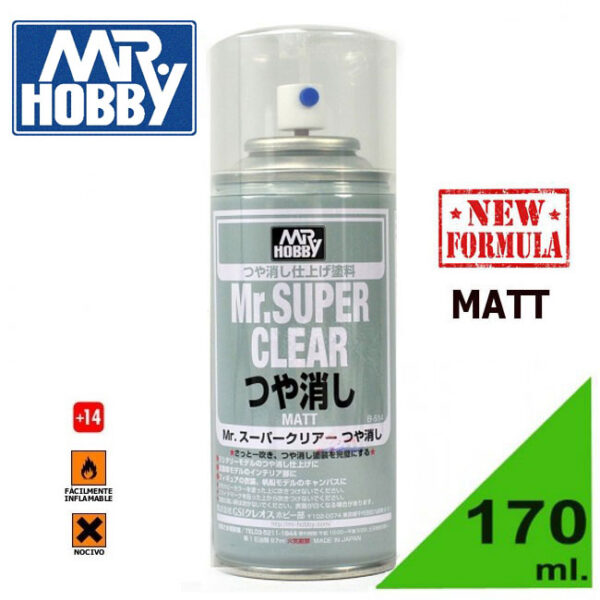 GUNZE B514 MR.SUPER CLEAR MATT SPRAY - Barniz Spray mate (170 ml) Barniz spray de tipo sintético.