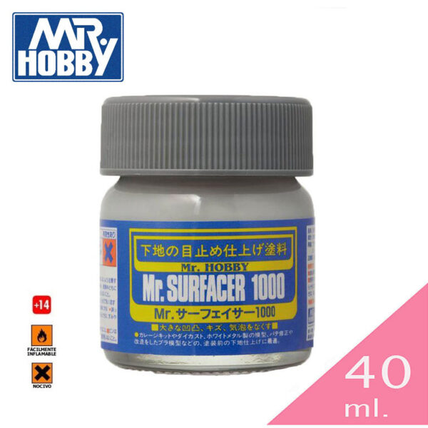 GUNZE SF284 MR SURFACER 1000 GREY LIQUID PRIMER (40 ml) Masilla líquida de espesor medio para tapar juntas y crear texturas.