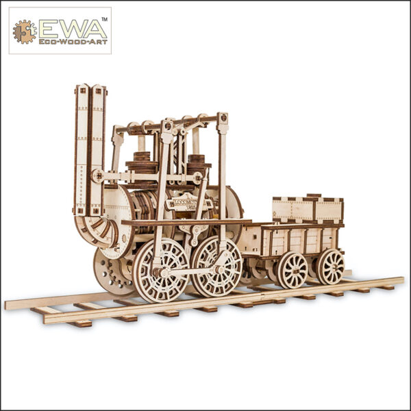 eco wood art Locomotion nº1 1825 Kit mecánico de construcción en madera de la primera locomotora a vapor puesta en servicio en Inglaterra.