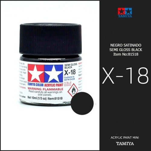 X-18 Semi Gloss Black - Negro Satinado 10ml