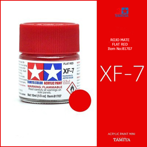 tamiya acrylic miniXF-07 Flat Red - Rojo Mate 10ml