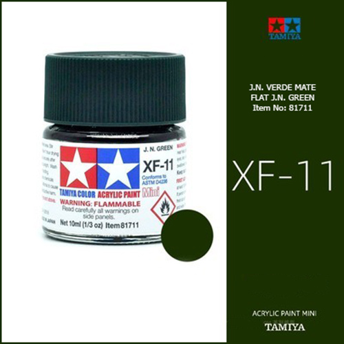 tamiya acrylic mini XF-11 Flat J.N. Green - J.N. Verde Mate 10ml