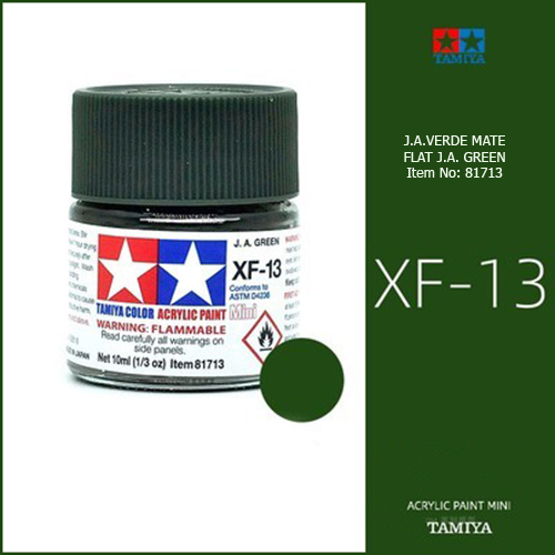 tamiya acrylic mini XF-13 Flat J.A. Green - J.A. Verde Mate 10ml