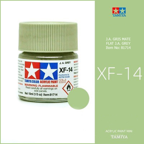 tamiya acrylic mini XF-14 Flat J.A. Grey - J.A. Gris Mate 10ml