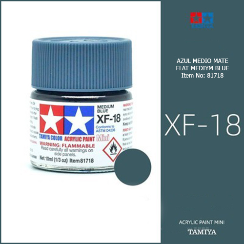 tamiya acrylic mini XF-18 Flat Medium Blue - Azul Medio Mate 10ml