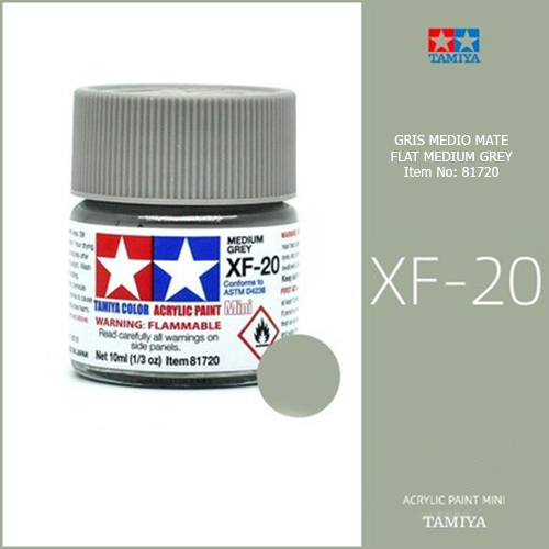 tamiya acrylic mini XF-20 Flat Medium Grey - Gris Medio Mate 10ml