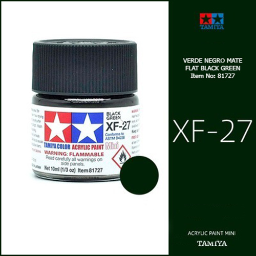 tamiya acrylic mini XF-27 Flat Black Green - Verde Negro Mate 10ml