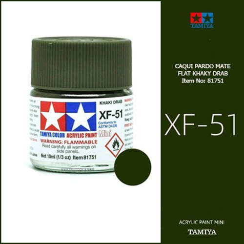 tamiya acrylic mini XF-51 Flat Khaki Drab - Caqui Pardo Mate 10ml