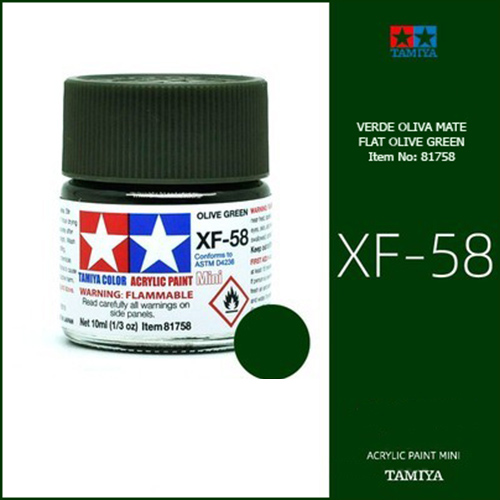 tamiya acrylic mini XF-58 Flat Olive Green - Verde Oliva Mate 10ml