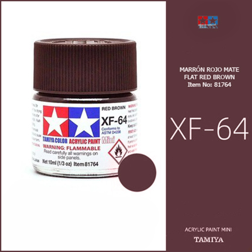 tamiya acrylic mini XF-64 Flat Red Brown - Marrón Rojo Mate 10ml