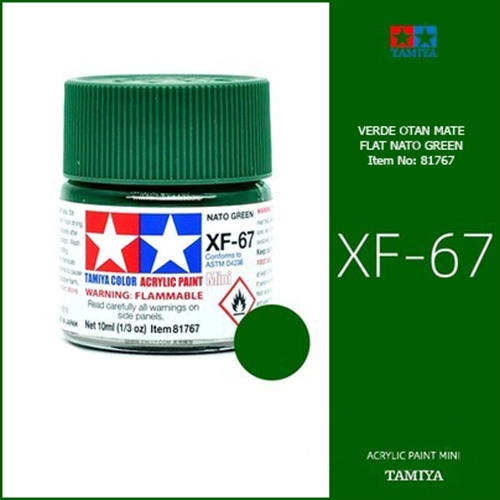 tamiya acrylic mini XF-67 Flat NATO Green - Verde OTAN Mate 10ml