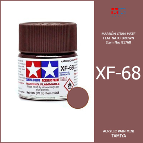 tamiya acrylic mini XF-68 Flat NATO Brown - Marrón OTAN Mate 10ml