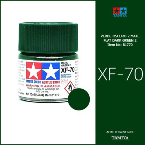 tamiya acrylic mini XF-70 Flat Dark Green 2 - Verde Oscuro 2 Mate 10ml