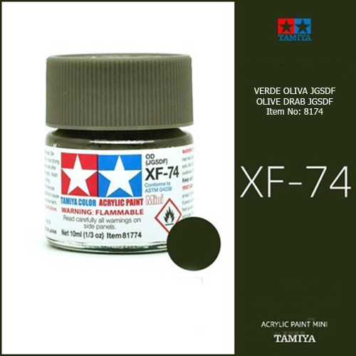 tamiya acrylic mini XF-74 Flat JGSDF Olive Drab - Pardo Oliva JGSDF Mate 10ml