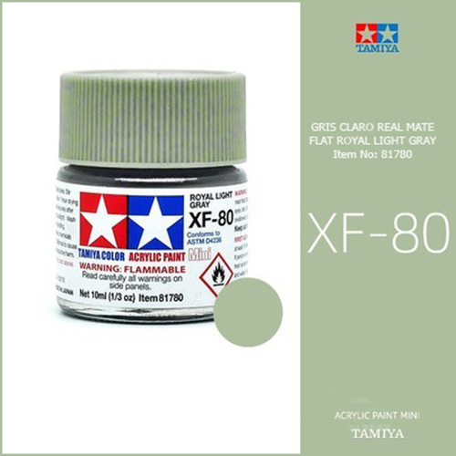 tamiya acrylic mini XF-80 Flat Royal Light Grey - Gris Claro Real Mate 10ml