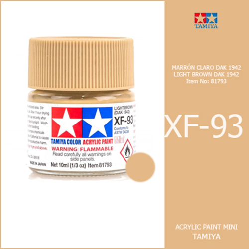 tamiya acrylic mini XF-93 Flat Light Brown DAK 19421 - Marrón Claro DAK 1942 Mate 10ml